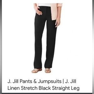 NWOT J. Jill Linen Straight Leg Stretch Pants, Black, Size 6